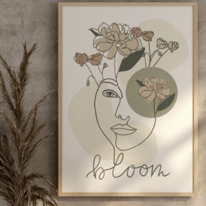 Bloom Boho Modern Line Art Print
