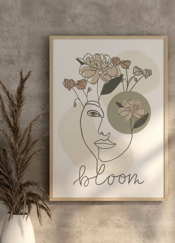 Bloom Boho Modern Line Art Print